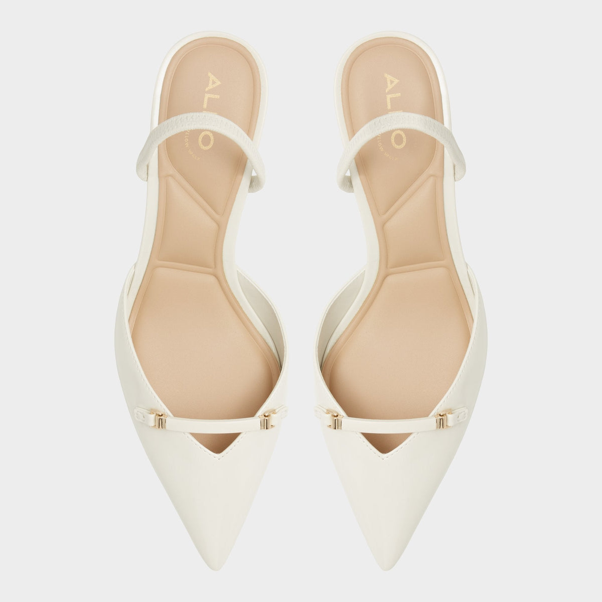 Aldo Nailah White/Bone Women's Kitten heels - Slingback heel, Kitten heel