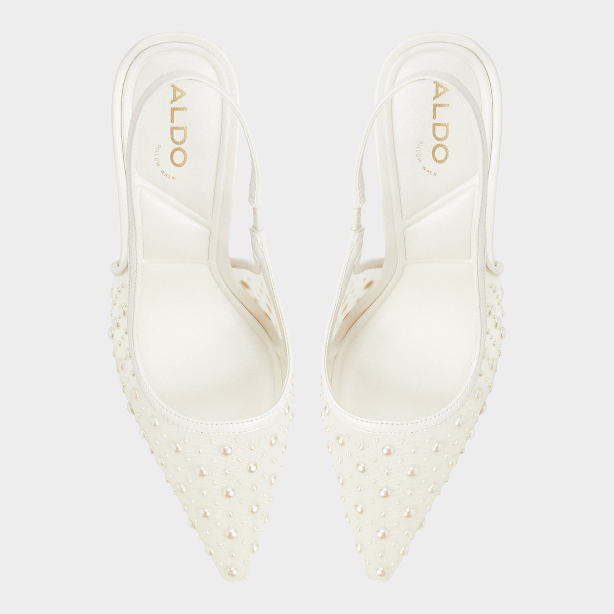 Aldo Pearlescent Other White Textile Mesh Women's Slingbacks - Slingback heel
