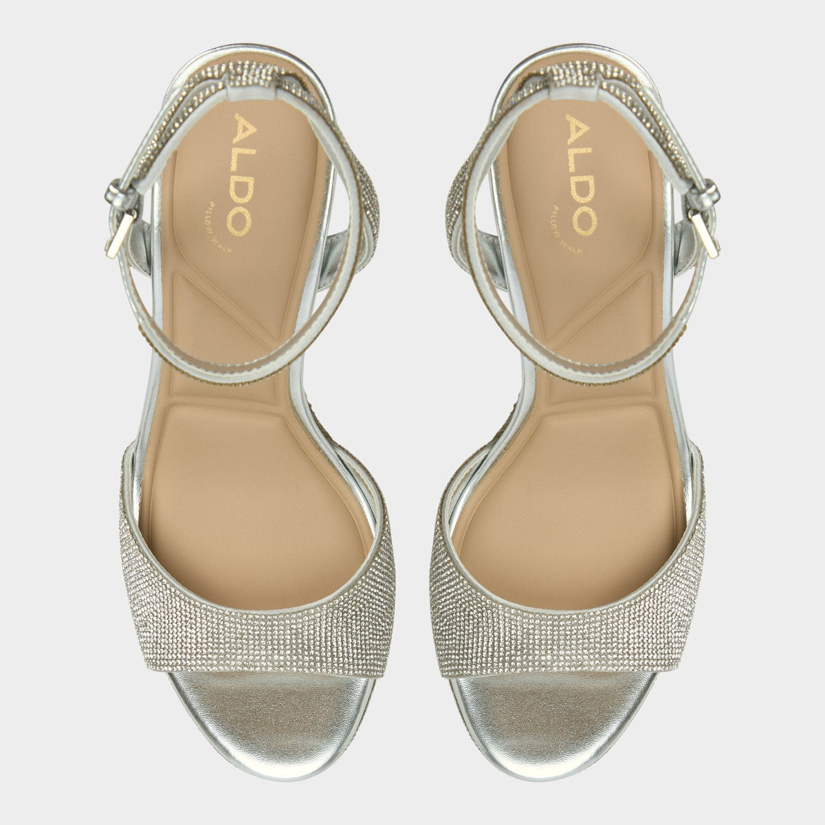 Aldo Alluring Silver Women's Iridescent metallics - Strappy heeled sandal, Platform