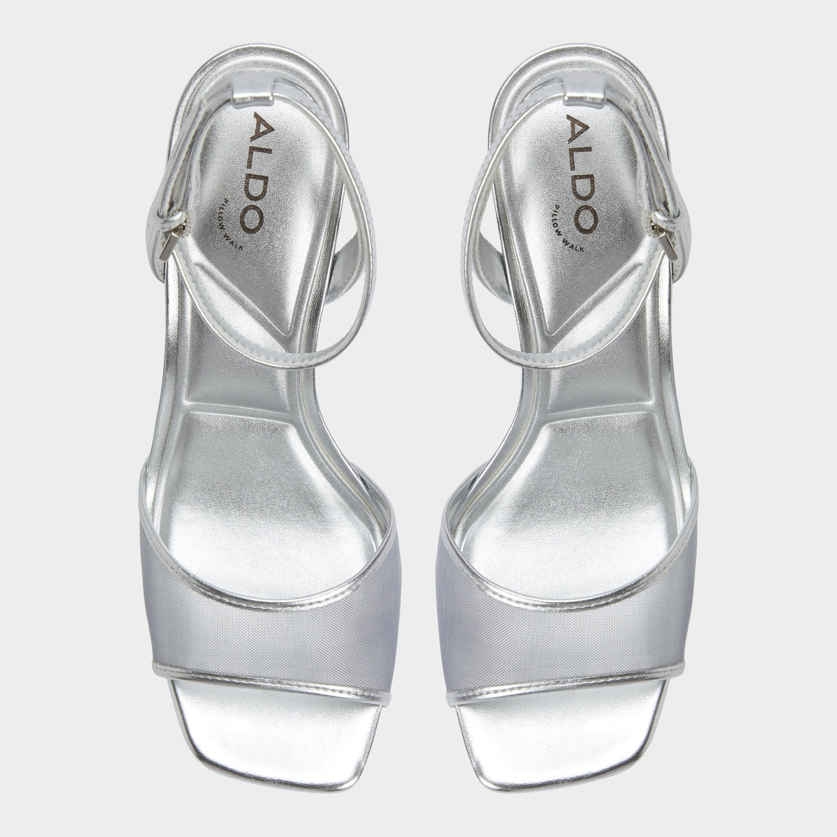 Aldo Chicglimmer Silver Women's Platform sandals - Strappy heeled sandal, Block heel