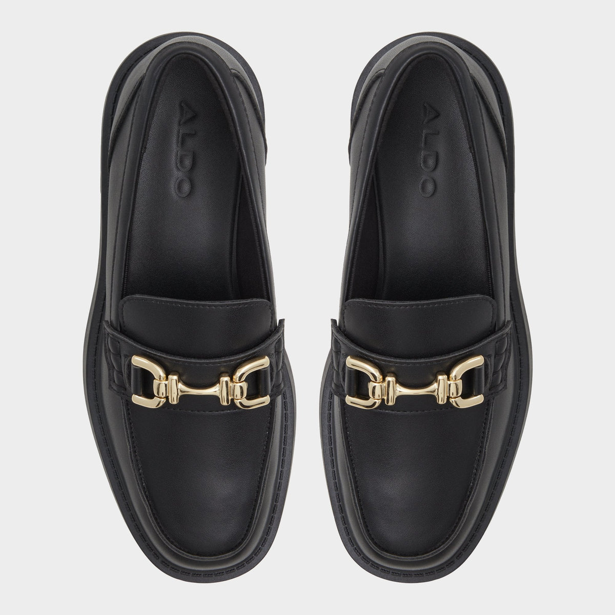 Aldo Oneameth Black Synthetic Smooth Women's Loafers & Oxfords - Loafer, Lug sole