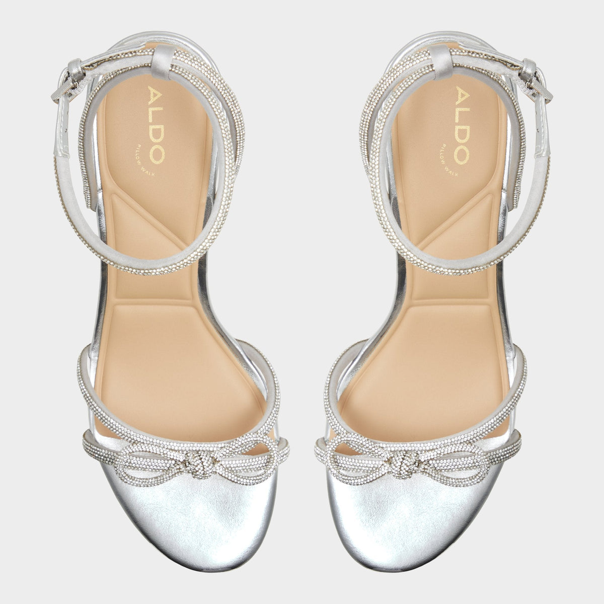 Aldo Bouclette Silver Women's Block heels - Strappy heeled sandal, Block heel