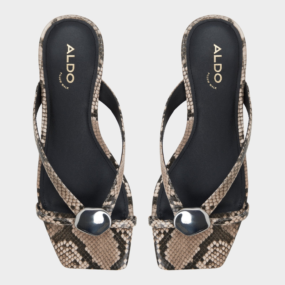 Aldo Iliria White/Black Women's Flats - Slide sandal