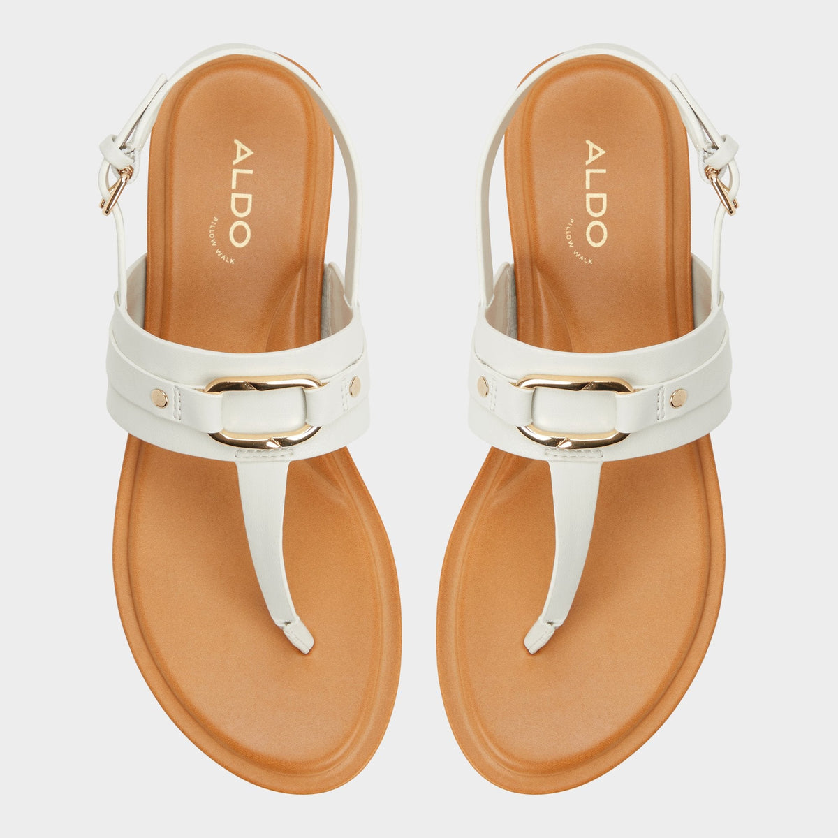 Aldo Taylen White/Bone Women's Footbed sandals - T-strap sandal