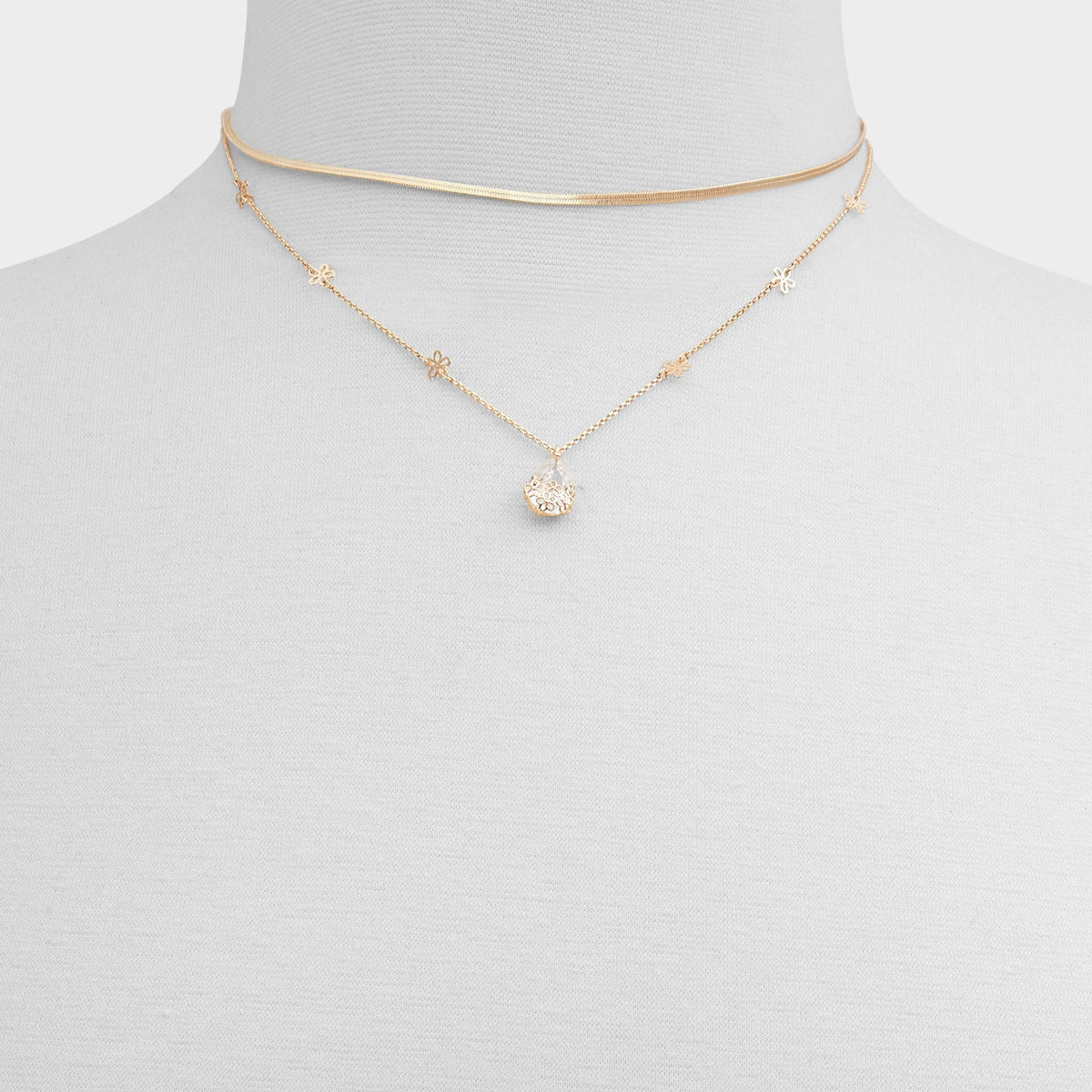 Aldo Teardrop Gold/Clear Multi Women's Necklaces - Necklace