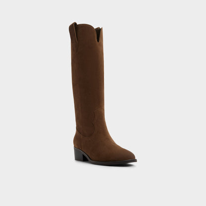 Aldo Kaydia in Dark Brown - Knee-high western boot, Block heel