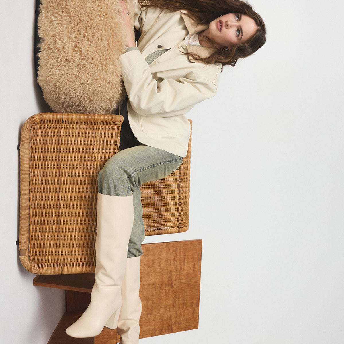 Aldo Helana in Wc Cream - Knee-high boot, Block heel