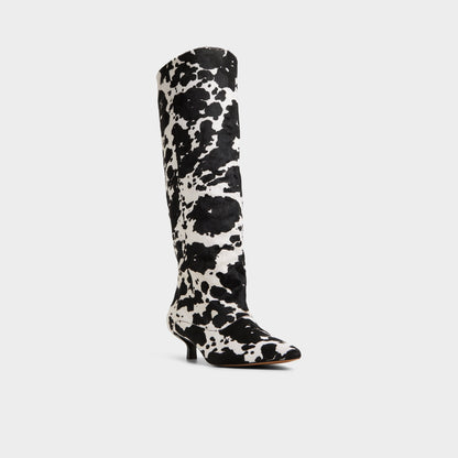 Aldo Everose in White Black - Knee-high boot, Kitten heel