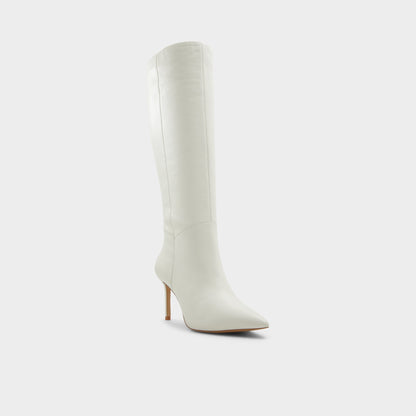 Aldo Laroche White/Bone Women's Tall Boots - Knee-high boot, Stiletto heel