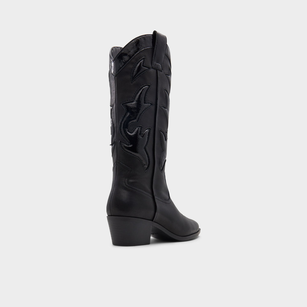 Aldo Nebraska Black Women's Western - Mid-calf western boot, Block heel
