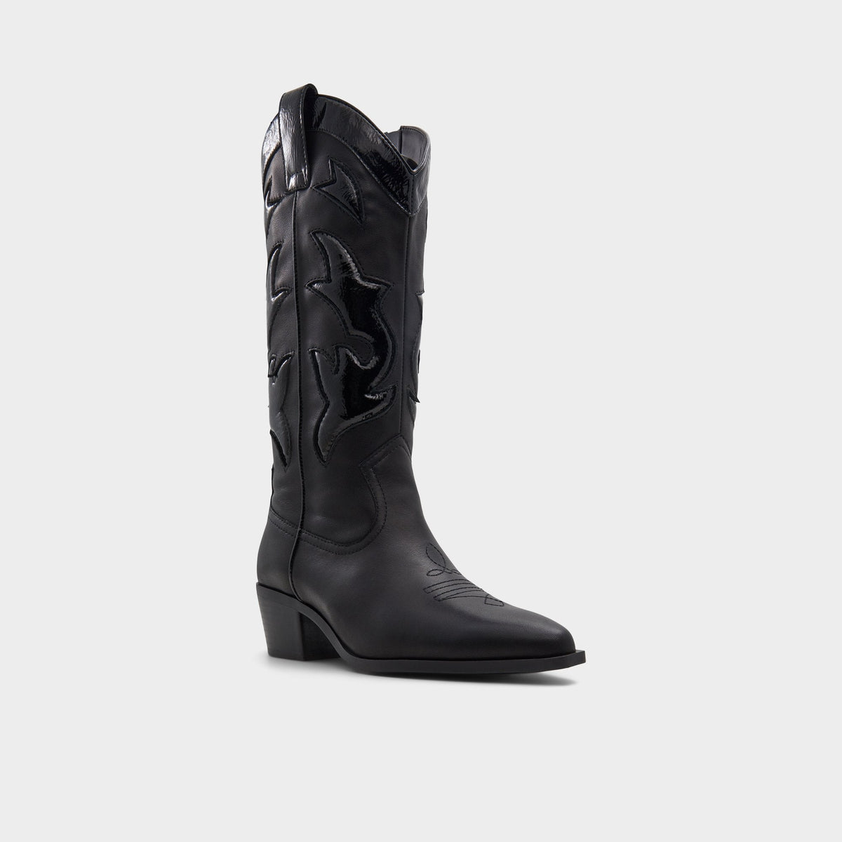 Aldo Nebraska Black Women's Western - Mid-calf western boot, Block heel