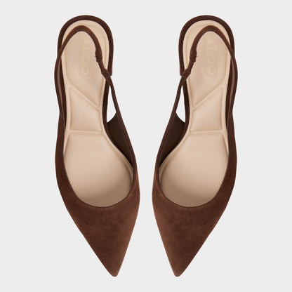Aldo Uliana in Dark Brown - Slingback heel, Block heel