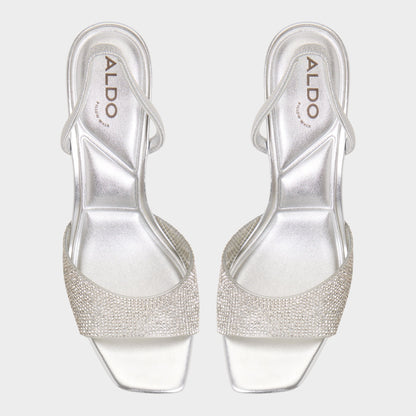 Aldo Andyana Silver Women's Strappy sandals - Slingback heeled sandal, Stiletto heel