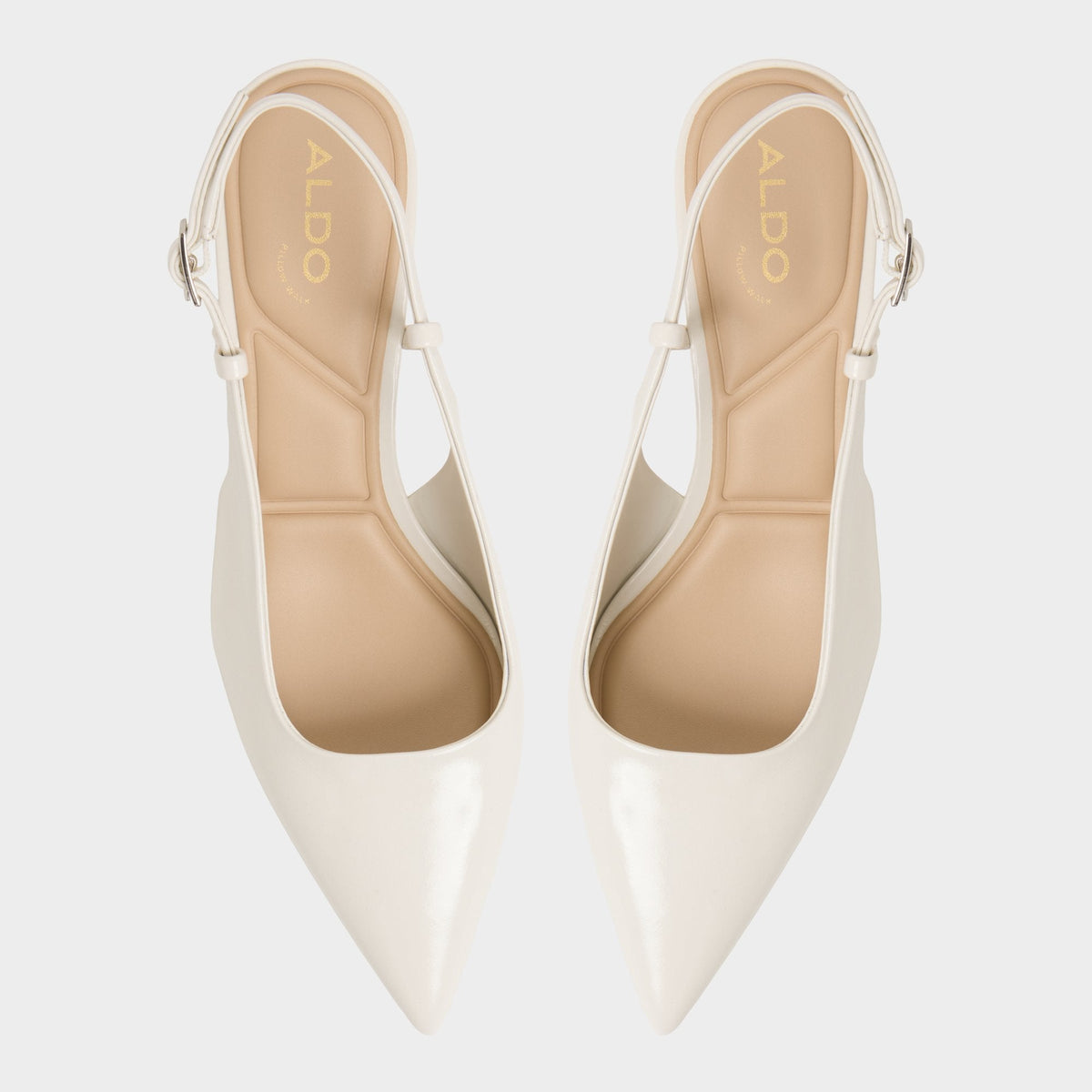 Aldo Adan in White Bone - Slingback heel, Kitten heel
