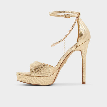Aldo Afumeth Gold Women's Platform sandals - Strappy heeled sandal, Stiletto platform