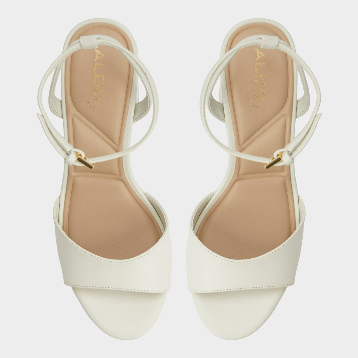 Aldo Gracious White/Bone Women's Block heels - Strappy heeled sandal, Block heel