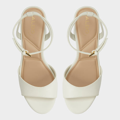 Aldo Gracious White/Bone Women's Block heels - Strappy heeled sandal, Block heel