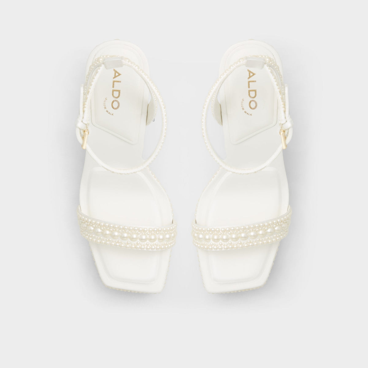 Aldo Lulu White Women's Strappy sandals - Strappy heeled sandal, Block heel