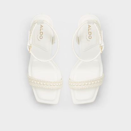 Aldo Lulu White Women's Strappy sandals - Strappy heeled sandal, Block heel