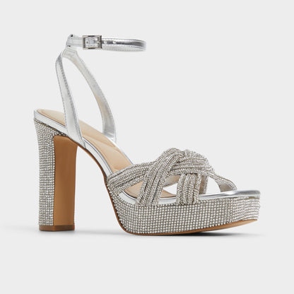 Aldo Shimma Silver Women's Iridescent metallics - Strappy heeled sandal, Platform
