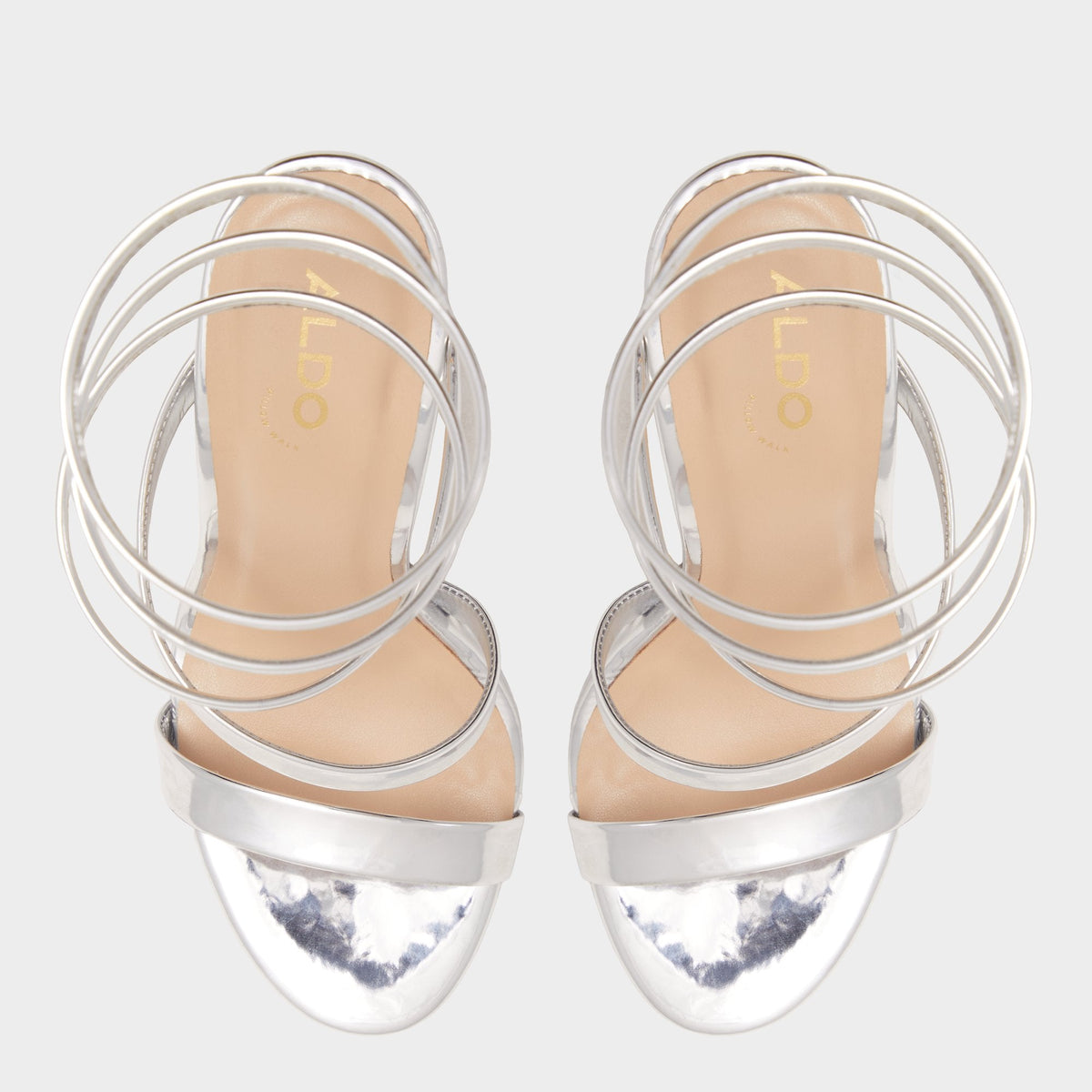 Aldo Katswirl in Silver - Strappy sandal, Stiletto platform