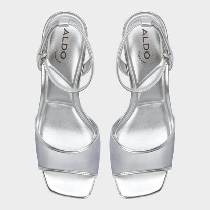 Aldo Chicglimmer Silver Women's Platform sandals - Strappy heeled sandal, Block heel