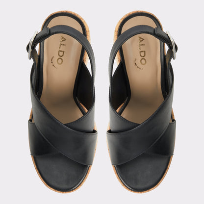 Aldo Sandcastle Black Women's Platform sandals - Strappy wedge sandal