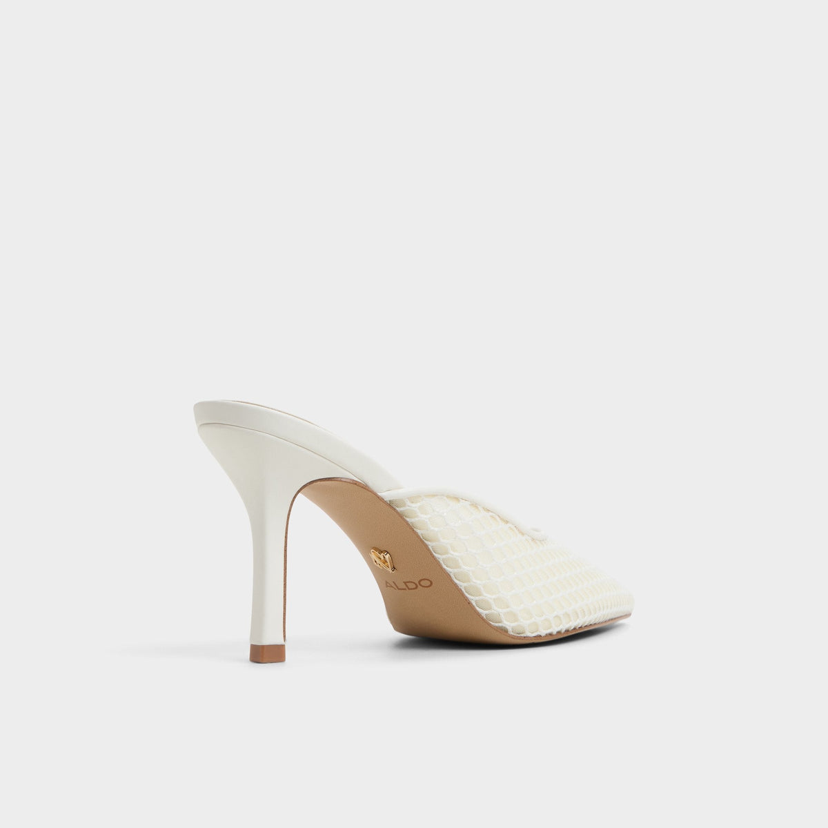 Aldo Gamilia Open White Textile Mesh Women's Kitten heels - Heeled mule, Kitten heel