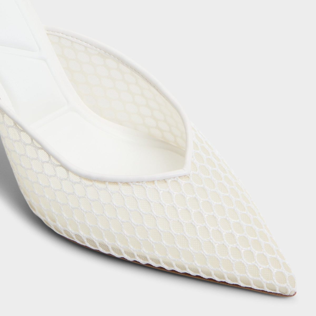 Aldo Gamilia Open White Textile Mesh Women's Kitten heels - Heeled mule, Kitten heel