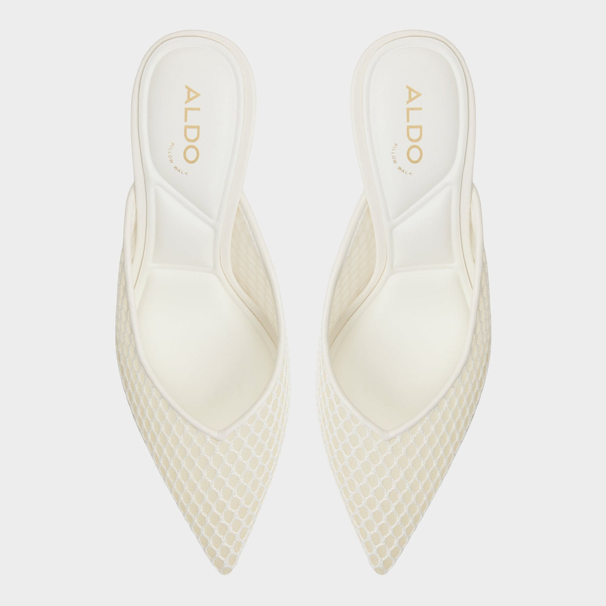 Aldo Gamilia Open White Textile Mesh Women's Kitten heels - Heeled mule, Kitten heel