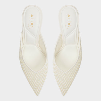 Aldo Gamilia Open White Textile Mesh Women's Kitten heels - Heeled mule, Kitten heel