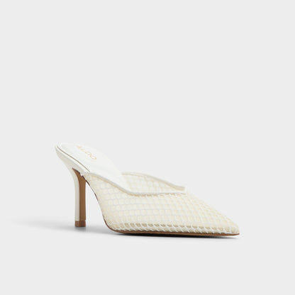 Aldo Gamilia Open White Textile Mesh Women's Mesh - Heeled mule, Stiletto heel