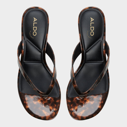 Aldo Jump in Open Brown - Heeled flip flop, Kitten heel