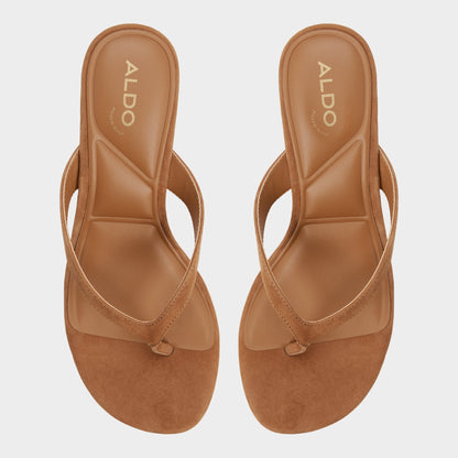 Aldo Jump in Medium Brown - Heeled flip flop, Kitten heel