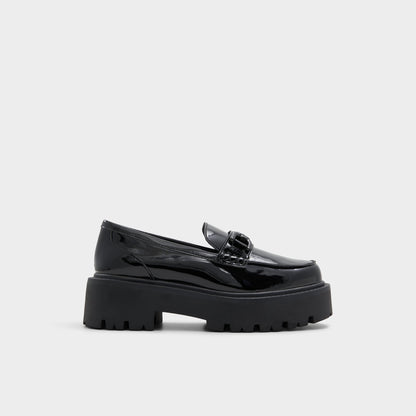 Aldo Oneameth Black Synthetic Patent Women's Loafers & Oxfords - Loafer, Lug sole