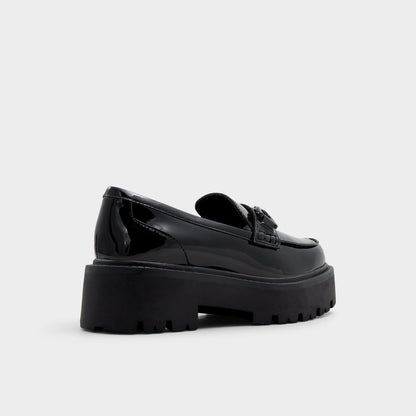 Aldo Oneameth Black Synthetic Patent Women's Loafers & Oxfords - Loafer, Lug sole