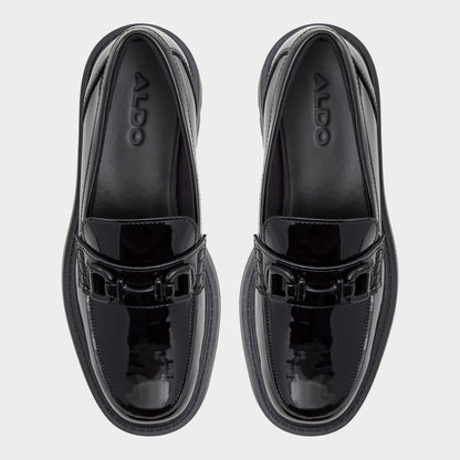 Aldo Oneameth Black Synthetic Patent Women's Loafers & Oxfords - Loafer, Lug sole