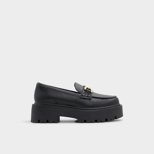 Aldo Oneameth Black Synthetic Smooth Women's Loafers & Oxfords - Loafer, Lug sole