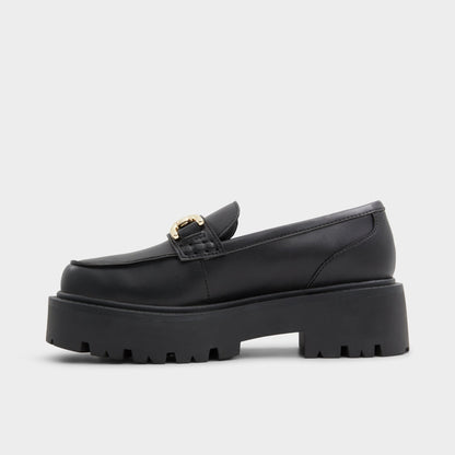 Aldo Oneameth Black Synthetic Smooth Women's Loafers & Oxfords - Loafer, Lug sole