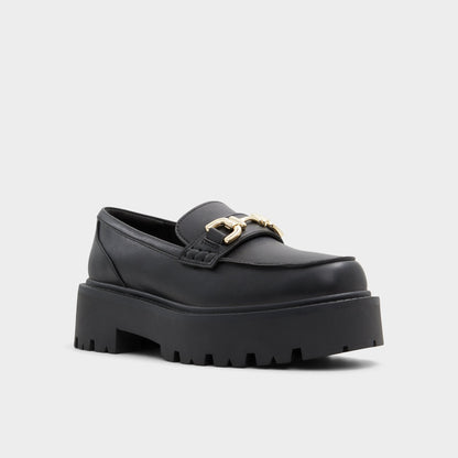 Aldo Oneameth Black Synthetic Smooth Women's Loafers & Oxfords - Loafer, Lug sole