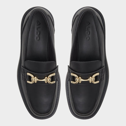 Aldo Oneameth Black Synthetic Smooth Women's Loafers & Oxfords - Loafer, Lug sole