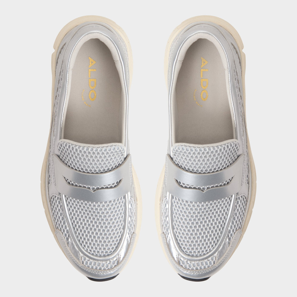 Aldo Loffy in Silver - Loafer, Jogger sole