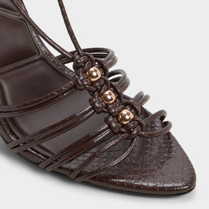 Aldo Curacao in Dark Brown - Strappy heeled sandal, Stiletto heel