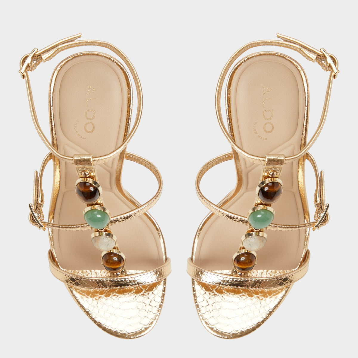 Aldo Opalia Gold Women's Strappy sandals - Strappy heeled sandal, Platform