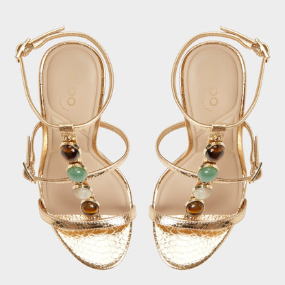 Aldo Opalia Gold Women's Strappy sandals - Strappy heeled sandal, Platform
