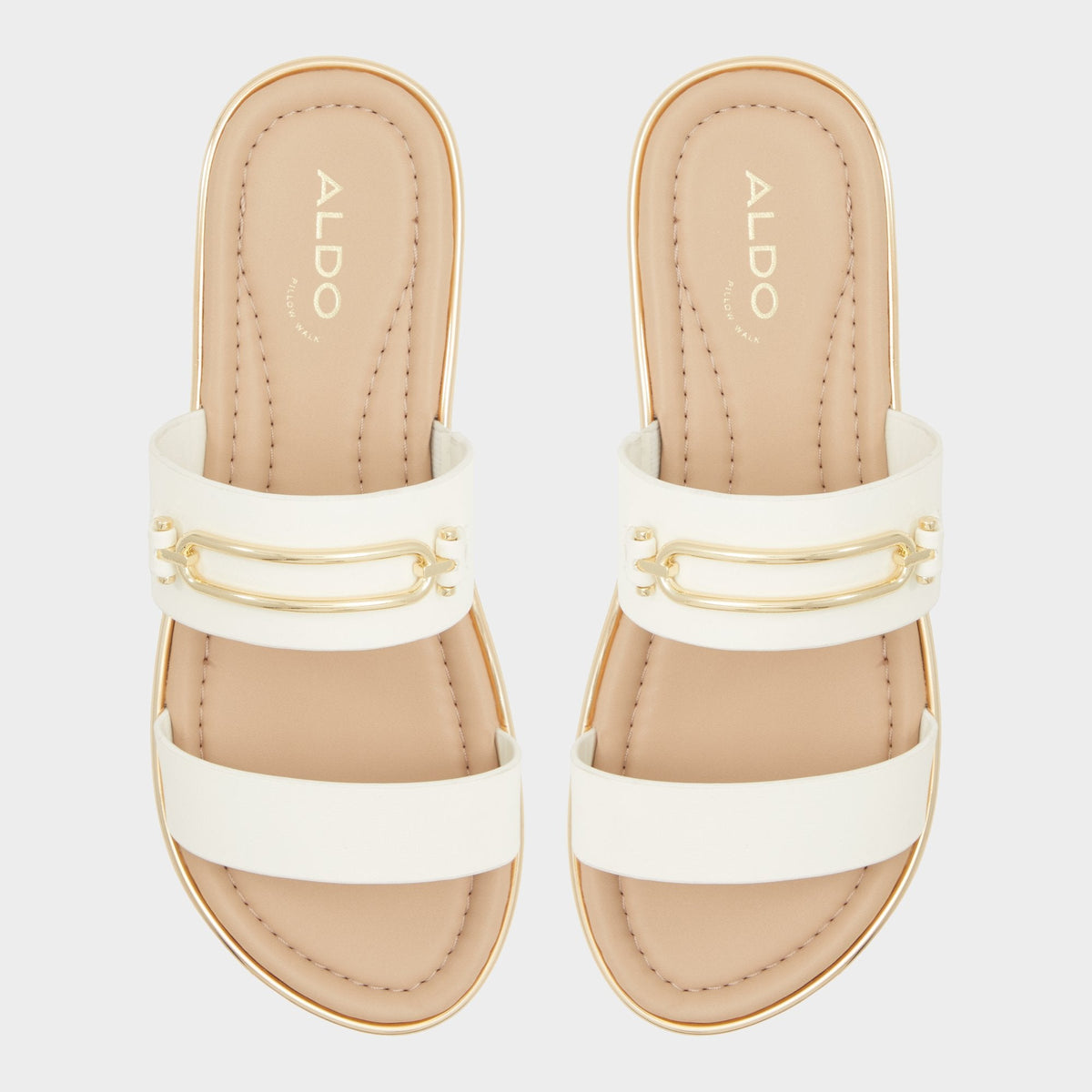 Aldo Lagoon White Women's Strappy sandals - Slide sandal, Footbed sandal