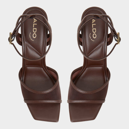 Aldo Sharra in Dark Brown - Strappy heeled sandal, Stiletto heel
