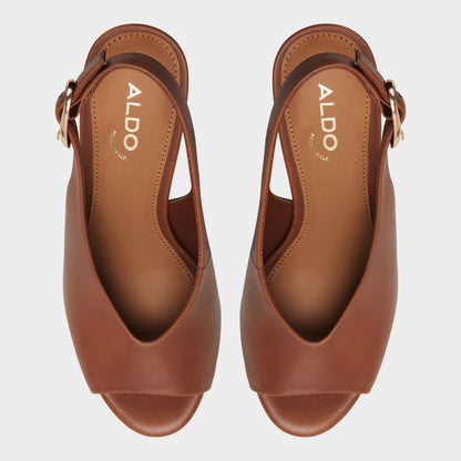 Aldo Tatianah in Dark Brown - Sling back heeled sandal, Wedge heel