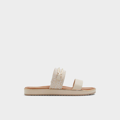 Aldo Lagoon Other Beige Synthetic Print Women's Footbed sandals - Slide sandal, Footbed sandal