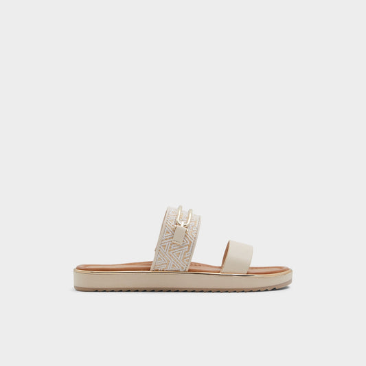 Aldo Lagoon Other Beige Synthetic Print Women's Footbed sandals - Slide sandal, Footbed sandal
